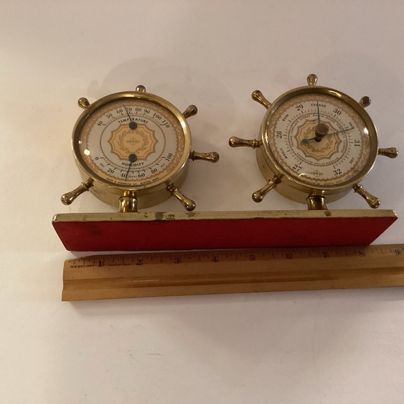 Solid Brass Thermometer / Barometer by Swift & Anderson, Boston Mass. - Picture 4 of 11